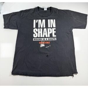 Vintage Hooters Arlington TX T-shirt XL Black Funny Graphic Tee‎ Distressed Y2K